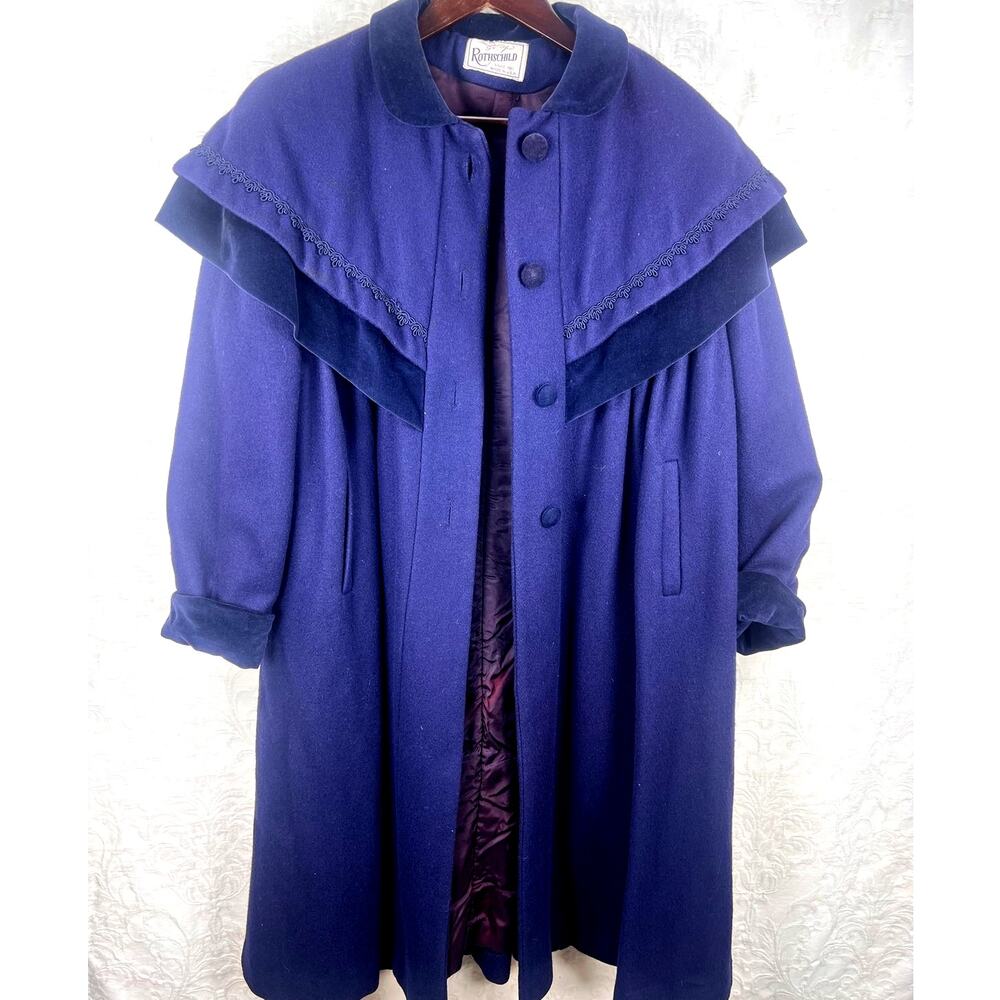 Vintage Rothschild Cape Coat Capelet Velvet Bow Victorian 14 women's Goth